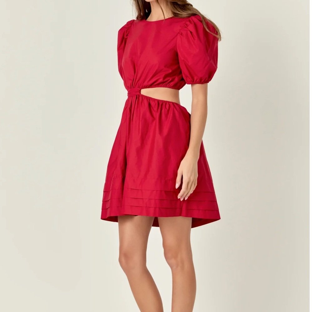 NWT English Factory Scarlet Puff Sleeve Dress